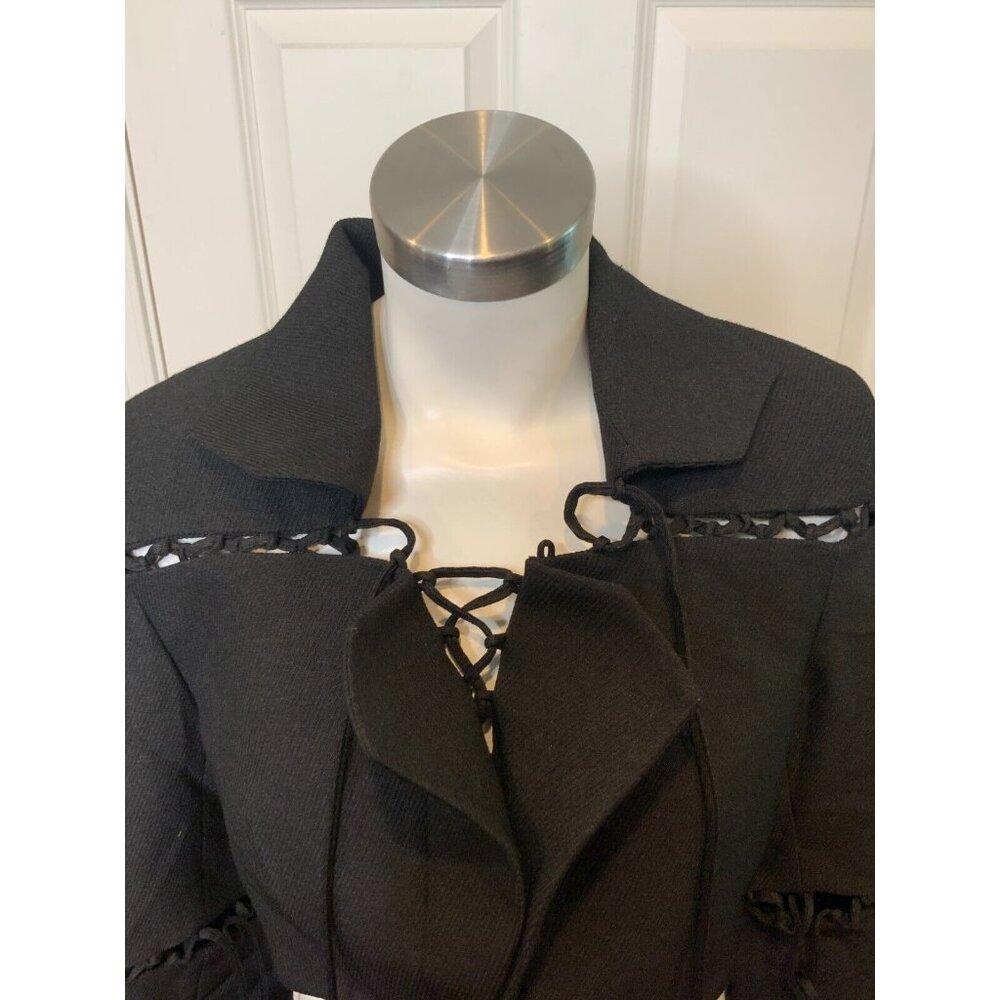 Aya Muse Sycamore Black Cropped Lace-Up Panel Jacket NWT $1018, Size Medium - Picture 3 of 7